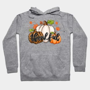 Thankful Leopard Pumpkin Thanksgiving Family Holiday Fall Season Autumn Hoodie